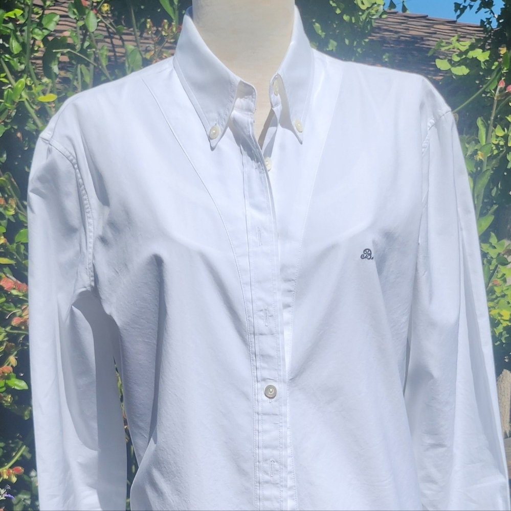 Balenciaga White Cotton Button Down With B Logo Sz 44